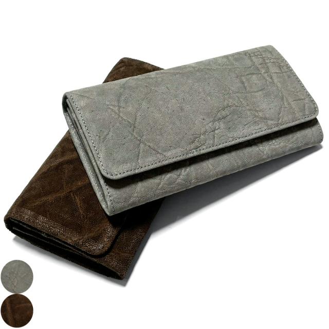 長財布 万能タイプ / 本革 エレファントレザー