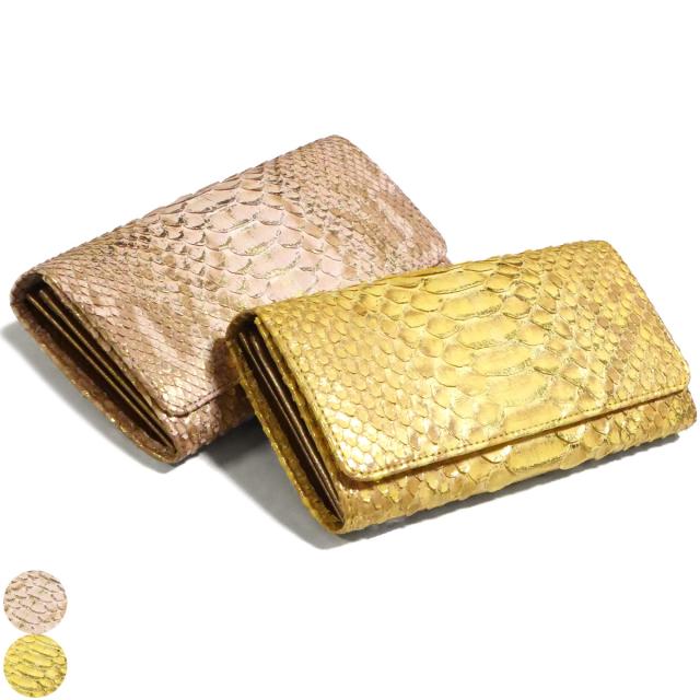 長財布 パイソン 財布 万能タイプ / 本革 パイソン革 ヘビ革 / ダイヤモンドパイソン リーフ ハーフブリーチ