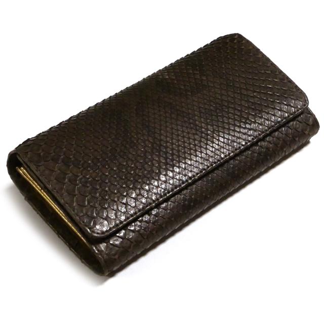 パイソン 財布 長財布 万能タイプ / 本革 パイソン革 ヘビ革 / モラレスパイソン マット チョコ