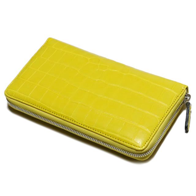 ラウンドファスナー長財布 ファスナー長財布 / 本革 クロコダイル革 ワニ革 / イエロー