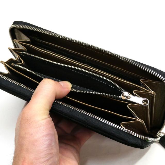 ラウンドファスナー長財布 ファスナー財布 本革 象革 ゾウ革 エレファントレザー ブラック_4