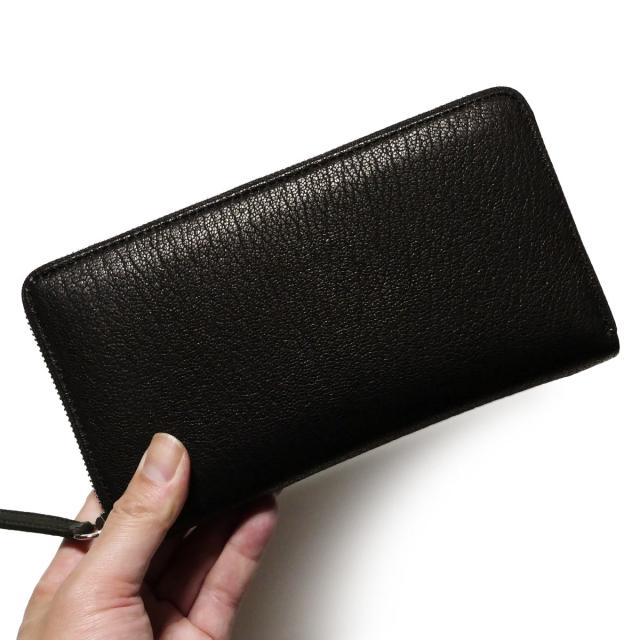 ラウンドファスナー財布 ファスナー財布 本革 山羊革 ヤギ革 ゴートレザー ピッケル ブラック ラウンドファスナー財布 ファスナー財布 本革 山羊革 ヤギ革 ゴート