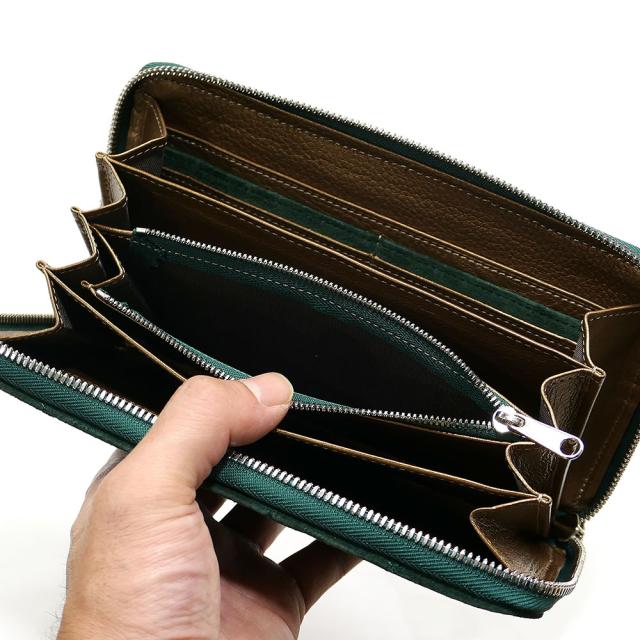 豚革 ラウンドファスナー長財布 ピッグレザー スウェード_5