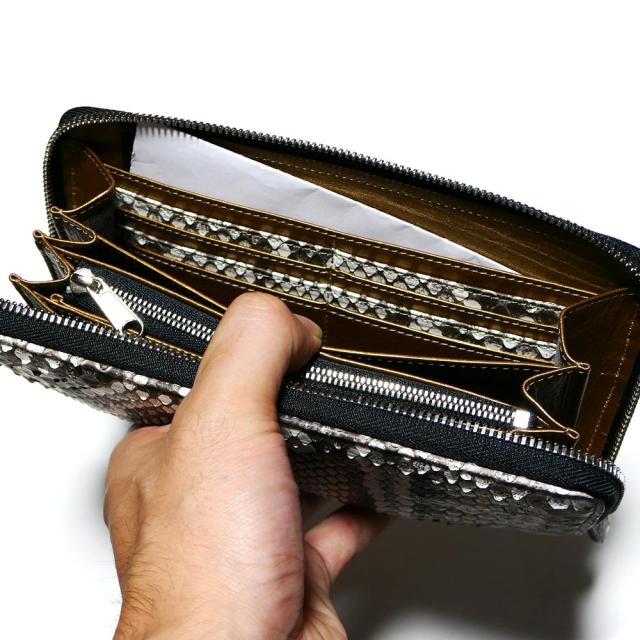 長財布 ラウンドファスナー財布 メンズ レディース 本革 パイソン モラレス マット ナチュラル_3