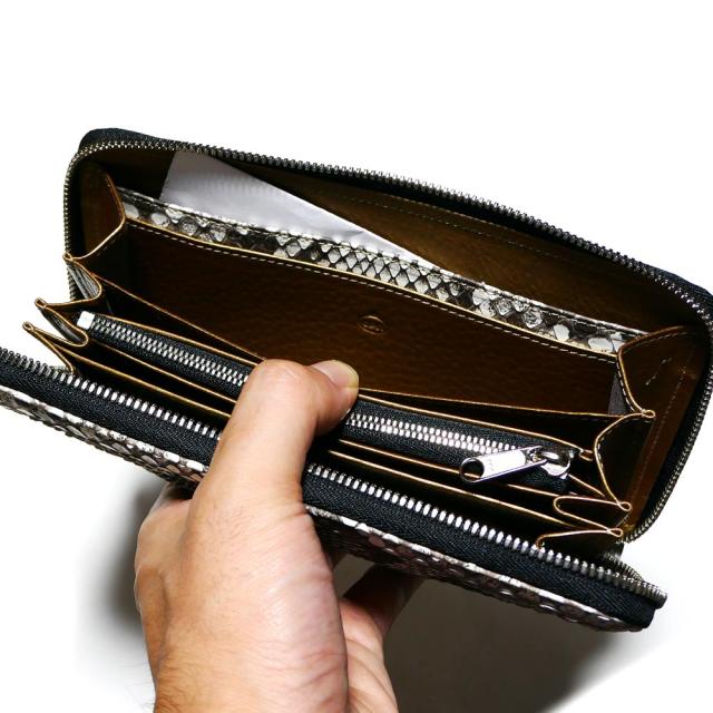 長財布 ラウンドファスナー財布 メンズ レディース 本革 パイソン モラレス マット ナチュラル_4