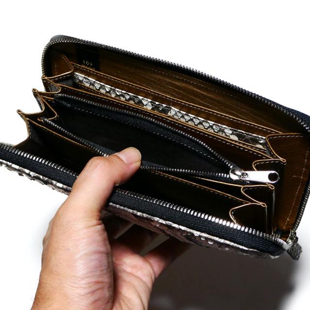 長財布 ラウンドファスナー財布 メンズ レディース 本革 パイソン モラレス マット ナチュラル_5