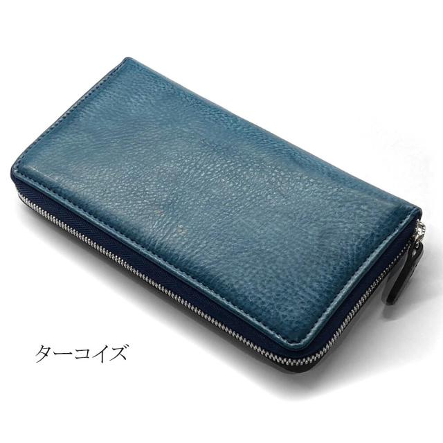 イタリアンレザー ラウンドファスナー長財布 La Perla Azzurra社 アラスカ_7