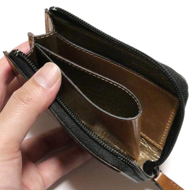L字ファスナー財布 メンズ レディース マチ付き 小銭入れあり カード収納 コンパクト 本革 イタリアンレザー コードバン 馬革 ROCADO社 シェルコードバン クラシック_2