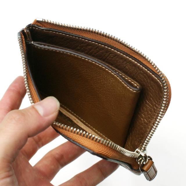 財布 L字 ラウンドファスナー財布 札入れ レディース財布 メンズ財布 薄型 コンパクト クロコダイル ワニ革 鰐革 レザー 革 サイフ ブラウン ゴールド_4