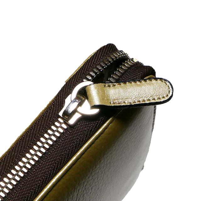 牛ラウンドファスナー長財布 シュリンク型押 ブラック