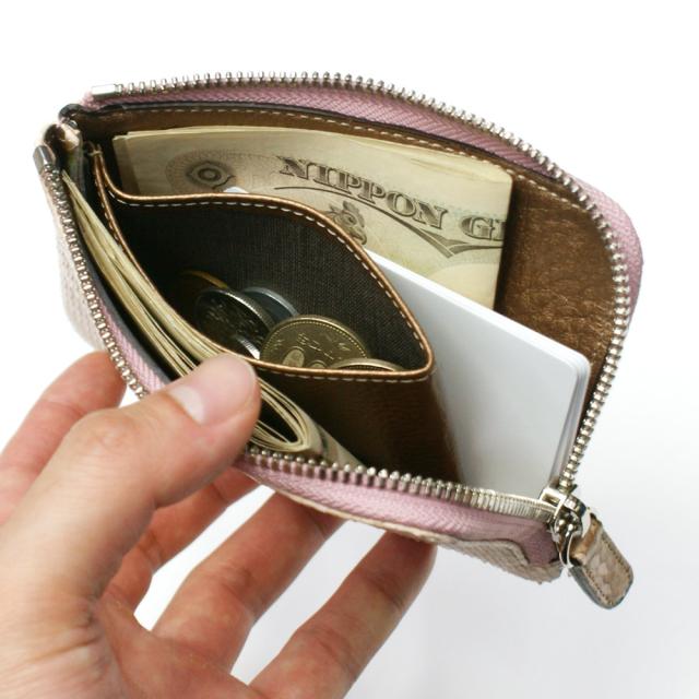 財布 L字 ラウンドファスナー財布 札入れ レディース財布 メンズ財布 薄型 コンパクト パイソン 蛇革 ヘビ革 日本製 ハーフブリーチ ピンク 財布 L字 ラウンドファスナー財布 札入れ レディース財布 メンズ財布