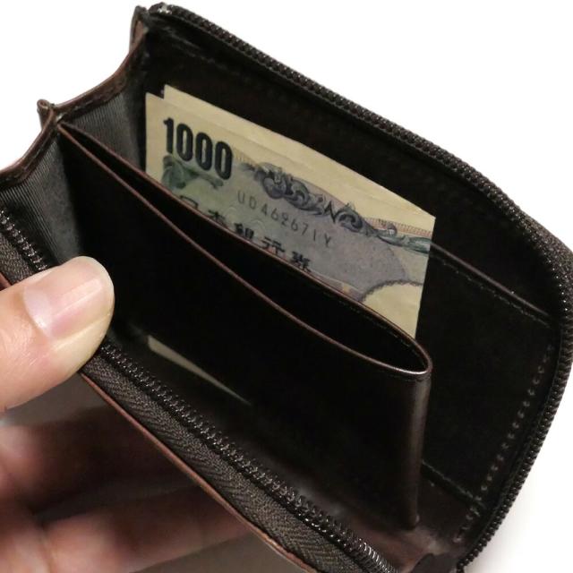 L字ファスナー財布 メンズ レディース マチ付き 小銭入れあり カード収納 コンパクト 本革 新喜皮革 馬革 オイルポニー_4