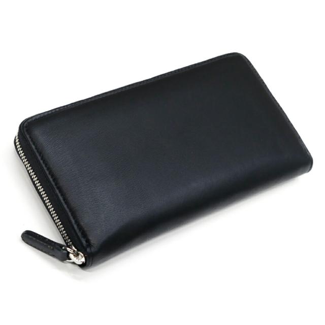 ラウンドファスナー長財布 ファスナー財布 本革 羊革 ひつじ革 ラムスキン ブラック