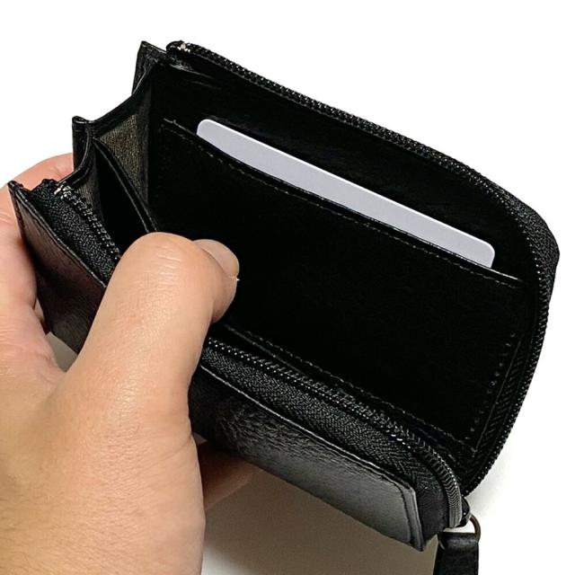 L字ファスナー財布 メンズ レディース マチ付き 小銭入れあり カード収納 コンパクト 本革 シュリンクレザー イタリア Virgilio Conceria Artigiana社 リネア L字ファスナー財布 メンズ レディース マチ付き 小銭入れあり カード