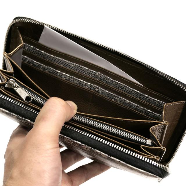 長財布 ラウンドファスナー財布 メンズ レディース 本革 リザード トカゲ レザー 小銭入れあり 大容量 カード収納 日本製 送料無料 柄_3