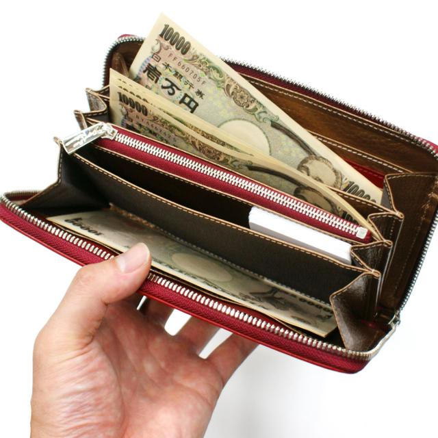 長財布 ラウンドファスナー長財布 メンズ レディース 財布 サイフさいふ 札入れ 大容量 牛革 オイルプルアップレザー オイルプルアップ ワイン_2
