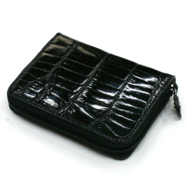 本革 ケース 小銭入れ クロコダイル革 ワニ革 クロコ 革 メンズ レディース 小さい レザー 財布 サイフ カードケース ギフト グレージング ブラック