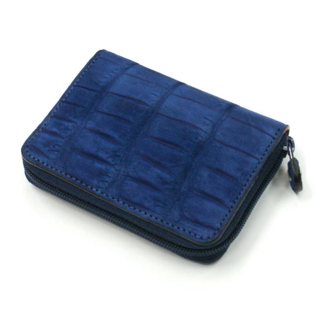 FURLA フルラ 二つ折り財布 クロコダイル ワニ革 ジッパー ブラック