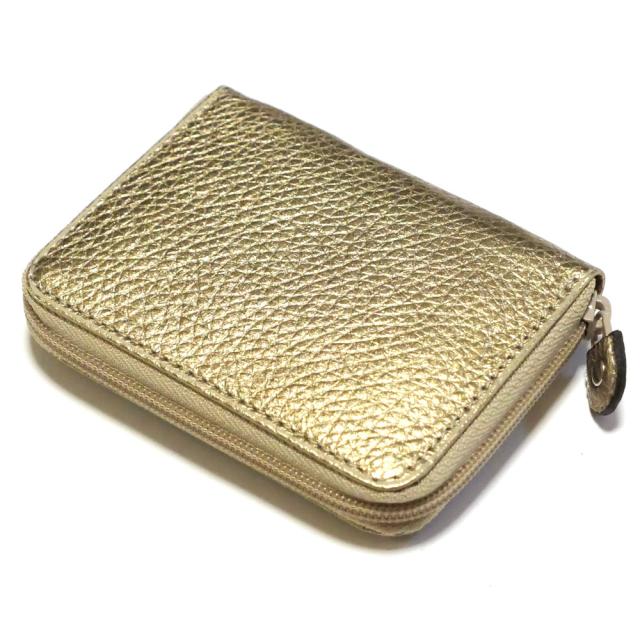 ケース 小銭入れ メンズ レディース 革 本革 牛革 シマ— ゴールド