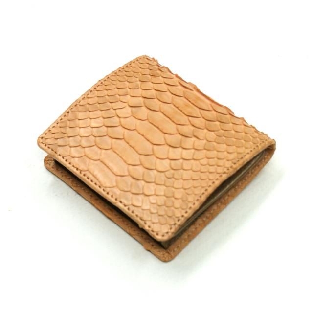 ケース メンズ レディース 小銭入れ 蛇革 パイソン革 ヘビ革 小銭入れ ボックス型 薄型 コンパクト BOX型小銭入れ ギフト 日本製 ハーフブリーチ オレンジ