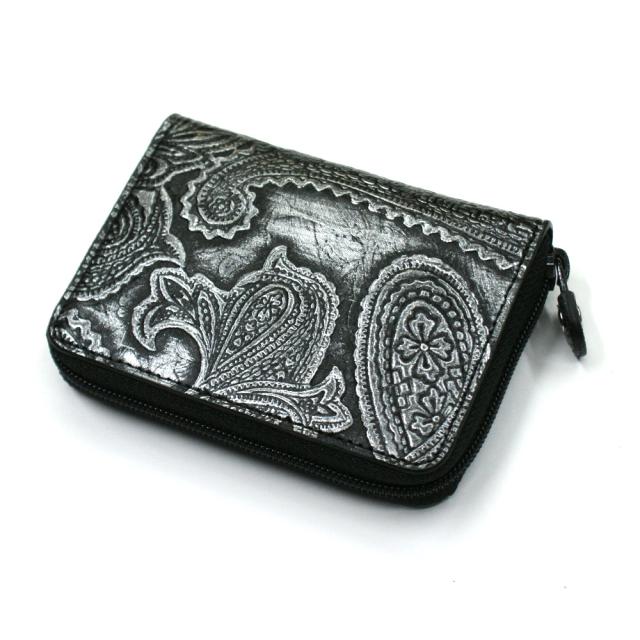 小銭入れ 本革 メンズ レディース ファスナー小銭入れ Ver.2 カード収納 コンパクト パイソン 財布 パイソン革 蛇革 ヘビ革 ケース 本革小銭入れ 日本製 ペイズリー柄 シルバー
