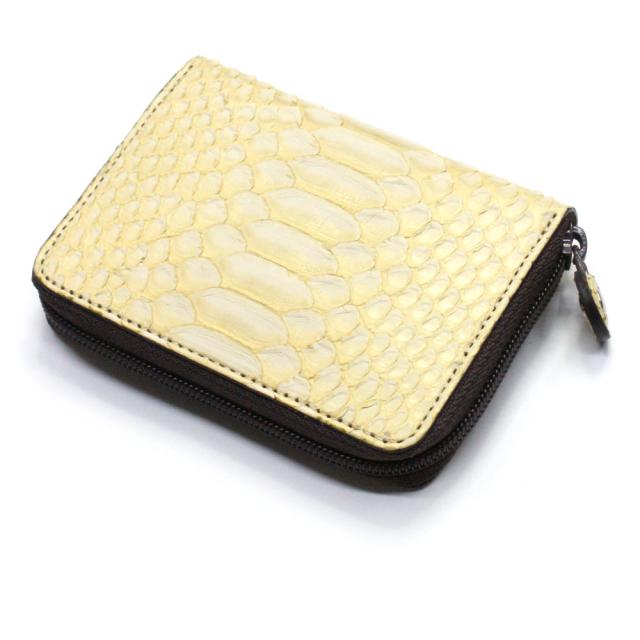 小銭入れ 本革 メンズ レディース パイソン 財布 ファスナー小銭入れ Ver.2 カード収納 コンパクト 財布 パイソン革 蛇革 ヘビ革 ケース 本革小銭入れ 日本製 ゼブラ ゴールド