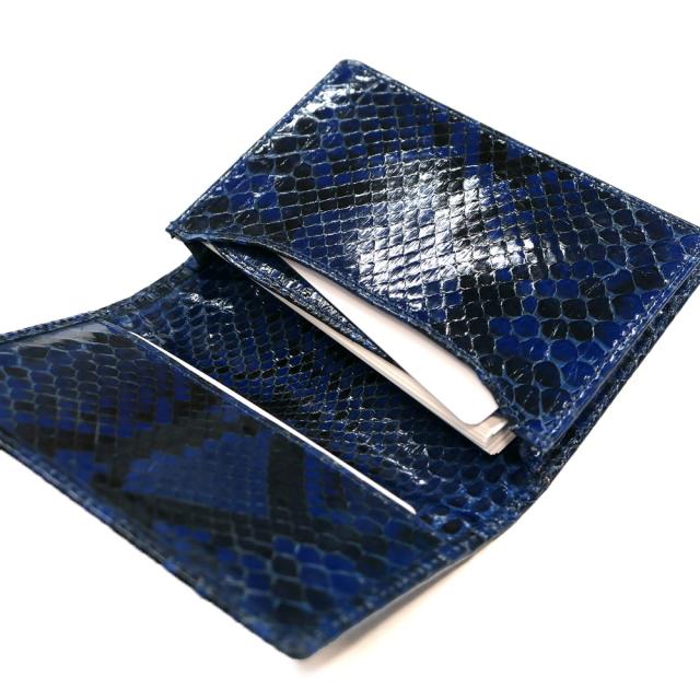 名刺入れ 通しマチ / 本革 パイソン革 ヘビ革 / ダイヤモンドパイソン