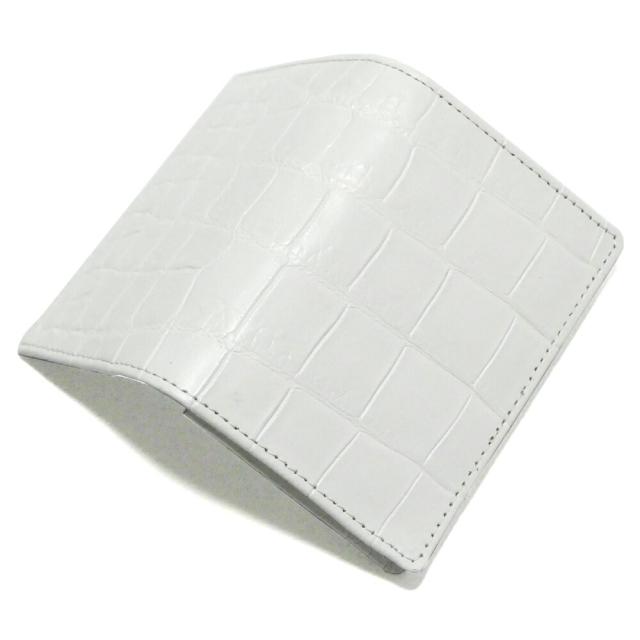 名刺入れ 名刺ケース 通しマチ型 メンズ レディース 本革 クロコダイル ブリリアントホワイト 名刺入れ 名刺ケース 通しマチ型 メンズ レディース 本革 クロコダイル