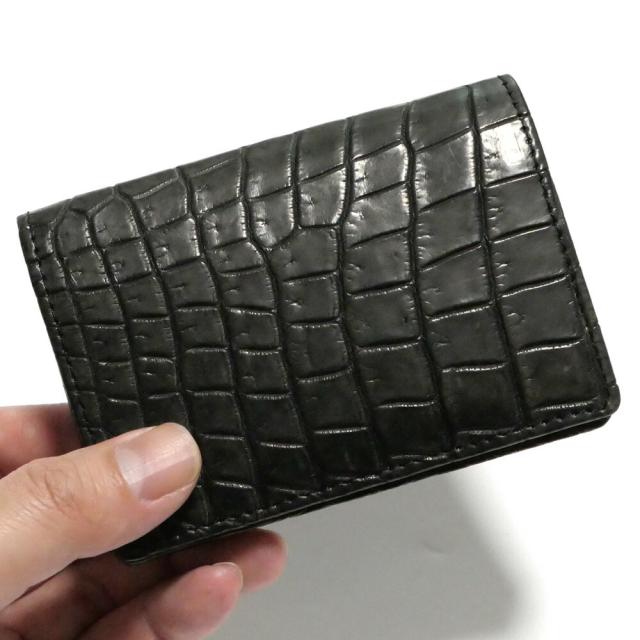 名刺入れ 名刺ケース 通しマチ型 メンズ レディース 本革 クロコダイル