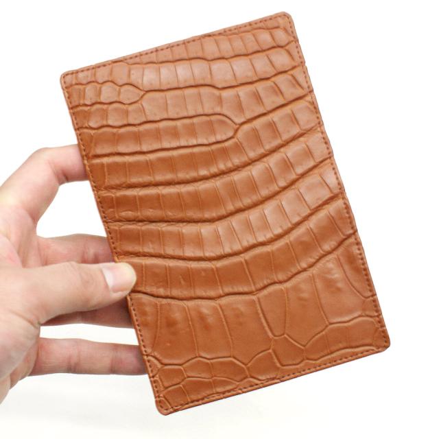 名刺入れ 名刺ケース メンズ レディース クロコダイル 鰐革 ワニ革 無双 レザー 通しマチ ビジネス シンプル カードケース 大容量 ギフト マット ブラウン_3