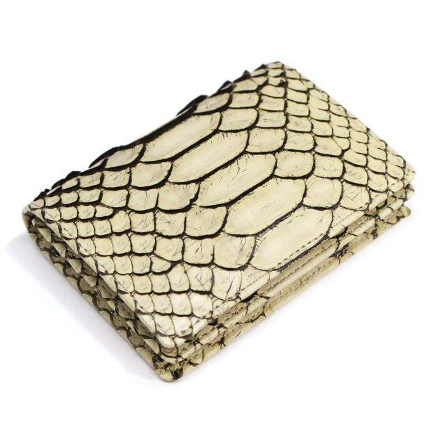 名刺入れ 通しマチ / 名刺ケース カード入れ / メンズ レディース / 本革 パイソン革 ヘビ革 / ダイヤモンドパイソン マダム