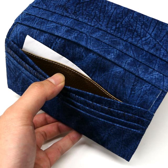長財布 メンズ レディース ヒポポタマス かば カバ マチ無し 小銭入れ無し 藍染_5
