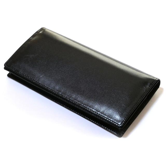 長財布 通しまち 小銭入れなし 本革 馬革 うま革 ホースレザー ブラック