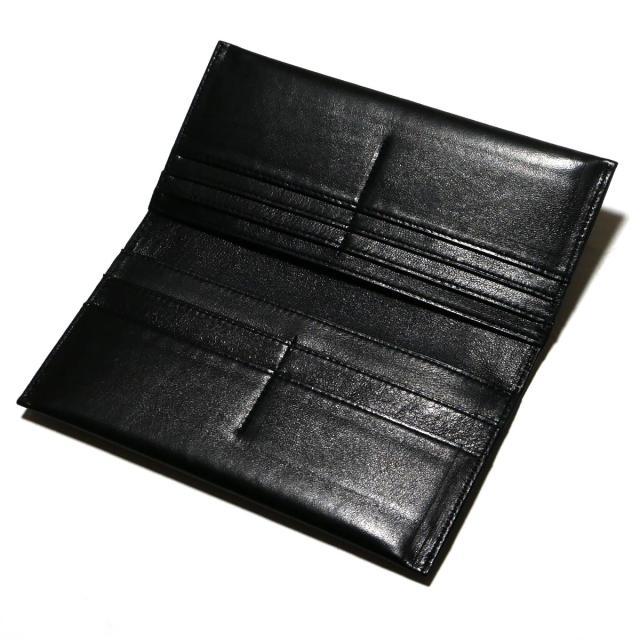 長財布 マチなし 小銭入れなし 薄型 羊革 ひつじ革 ラムスキン ヌメシープ パスカル ブラック