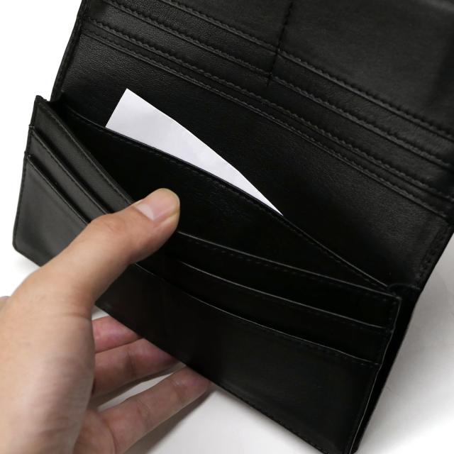 長財布 通しまち 小銭入れなし 本革 ラム 羊革 ブラック_4