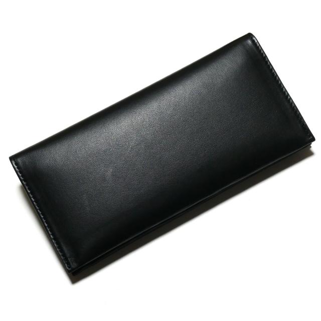 長財布 マチなし 小銭入れなし 薄型 羊革 ひつじ革 ラムスキン ブラック_2