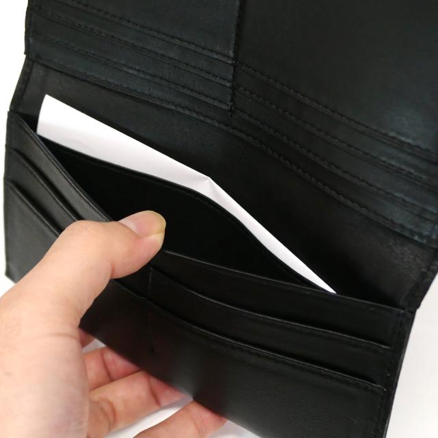 長財布 マチなし 小銭入れなし 薄型 羊革 ひつじ革 ラムスキン ブラック_6