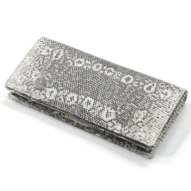 長財布 メンズ 本革 かぶせ 札入れ リザード トカゲ 無双仕様 通しまち 小銭入れなし 日本製 送料無料 柄 2