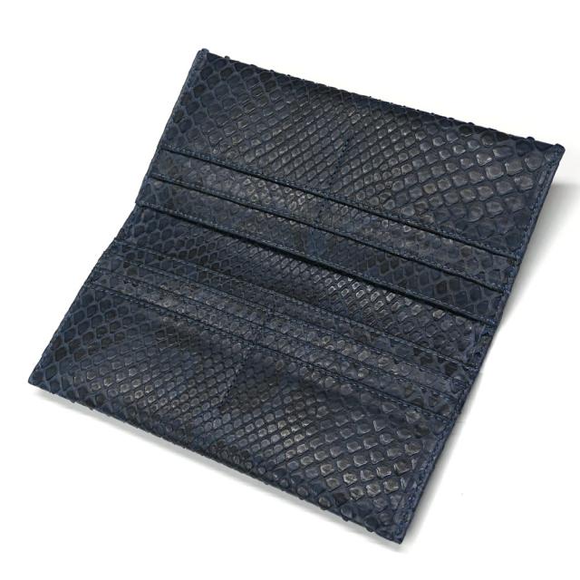長財布 パイソン 財布 メンズ レディース モラレス 蛇 ヘビ マチ無し 小銭入れ無し ネイビーブルー