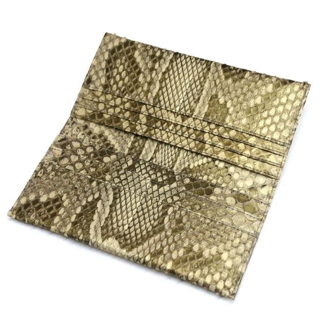 長財布 メンズ レディース モラレス パイソン 財布 蛇 ヘビ マチ無し 小銭入れ無し パールゴールド