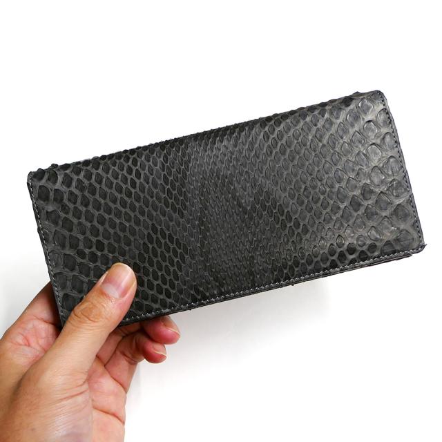 パイソン 財布 長財布 メンズ 本革 かぶせ 札入れ パイソン 蛇 ヘビ