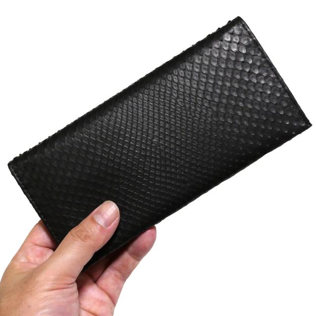 長財布 マチなし 小銭入れなし パイソン 財布 / パイソン革 ヘビ革 / モラレスパイソン マット ブラック_2