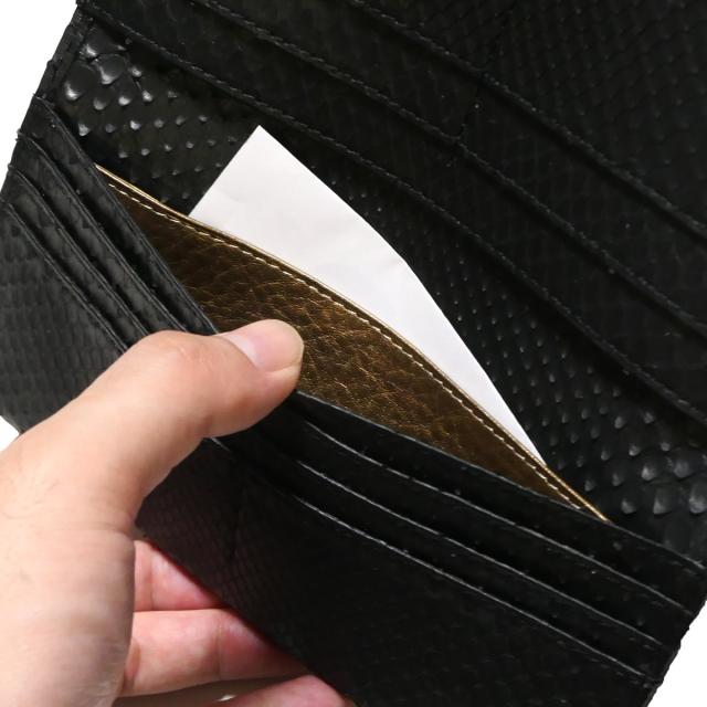 長財布 マチなし 小銭入れなし パイソン 財布 / パイソン革 ヘビ革 / モラレスパイソン マット ブラック_5