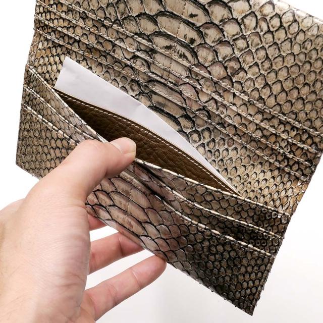 長財布 レディース メンズ 本革 薄型 パイソン 財布 蛇革 ヘビ革 マチ
