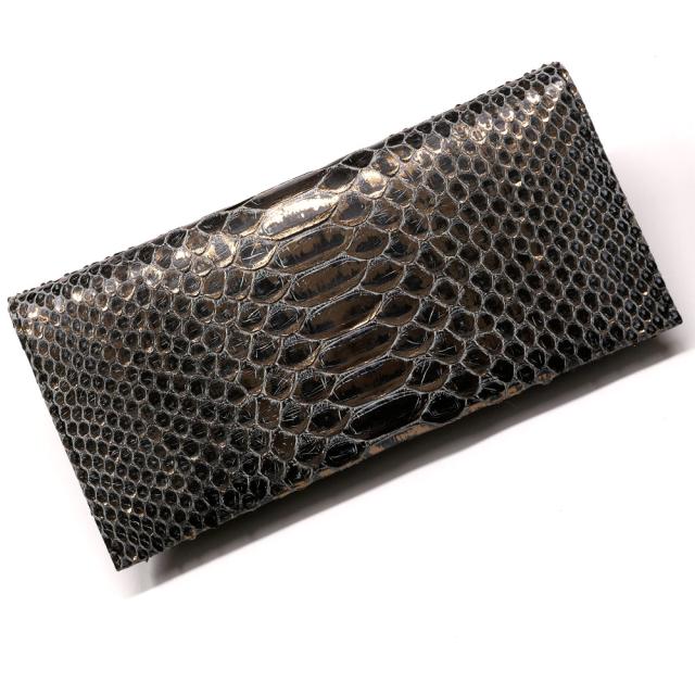 長財布 メンズ レディース 本革 薄型 パイソン 財布 蛇革 ヘビ革 マチ