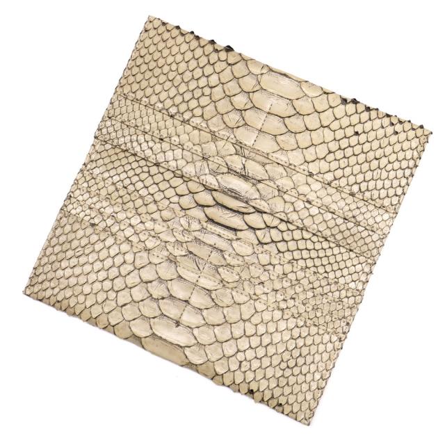 長財布 本革 パイソン 財布 サイフ メンズ レディース 薄型 束入 長札 蛇革 ヘビ革 レザー マチ無し 小銭入れ無し 本革長財布 日本製 ゼブラ ベージュ