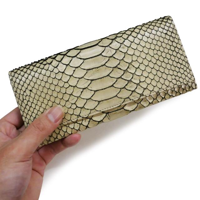 パイソン 長財布 メンズ レディース L字ファスナー マット加工 イエロー スネーク 錦ヘビ 新品 長財布 レディース L字ファスナー ダイヤモンドパイソン HALEINE