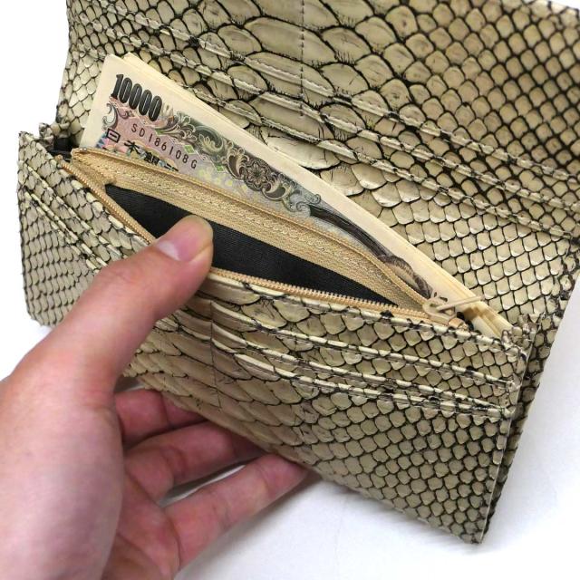 パイソン 長財布 笹マチ 小銭入れあり / メンズ レディース / 本革