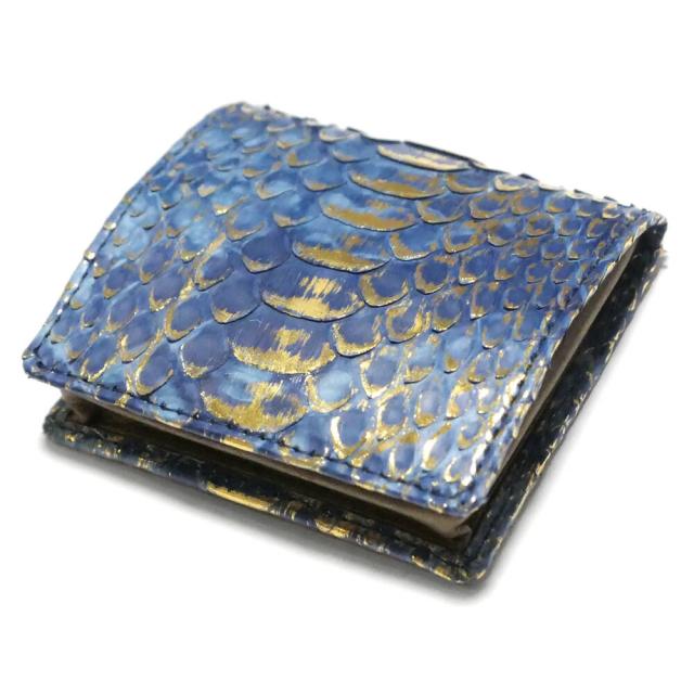 小銭入れ ケース 本革 メンズ レディース 出しやすい ボックス型 コンパクト  / パイソン ヘビ革 蛇革 ダイヤモンドパイソン リーフ 群雲染 / スナップボタン 財布 就職 内定 祝い 誕生日 プレゼント ランキング かわいい おしゃれ ラッピング可 父の日