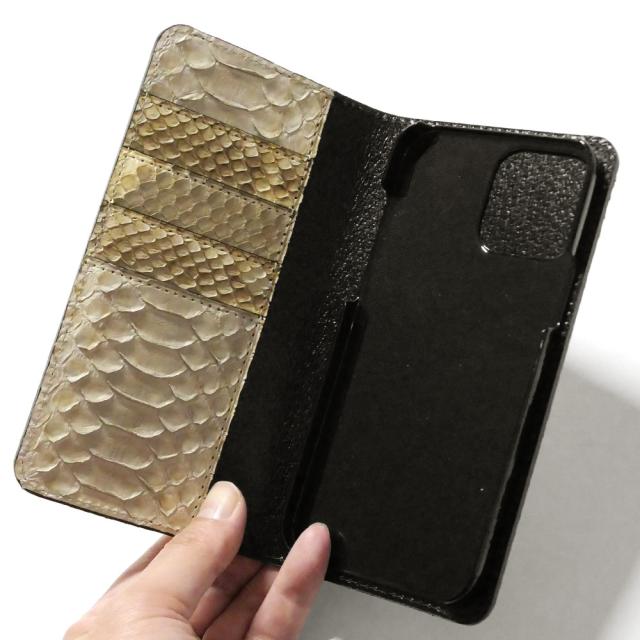 らくらくスマートフォン F-53E / Lite MR01 ケース 手帳型 本革 パイソン 蛇革 オーブ スマホケース らくらくスマホ カバー レザー カード収納_4
